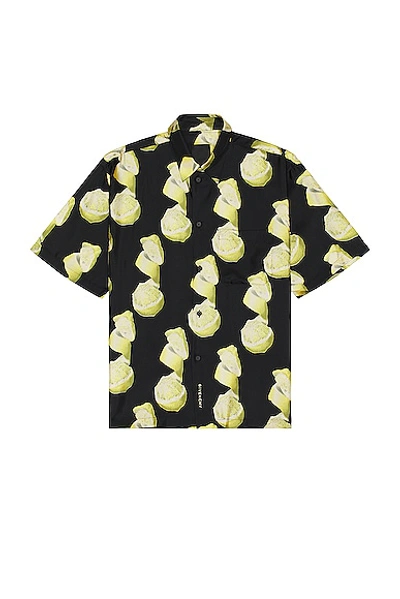 Shop Givenchy Hawaii Shirt In Black & Yellow