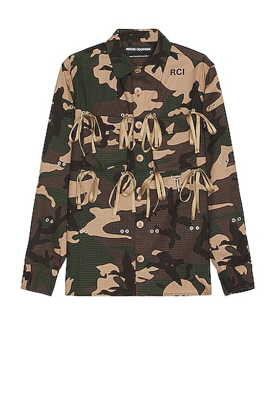 Shop Reese Cooper Modular Pocket Button Down Shirt In Camo