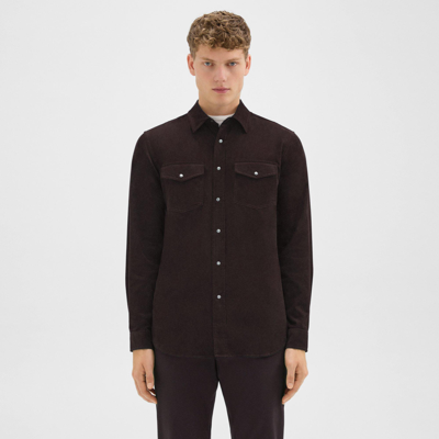 Shop Theory Irving Western Shirt In Cotton Corduroy In Mink