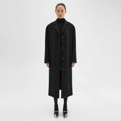 Shop Theory Belted Coat In Double-face Wool-cashmere In Black