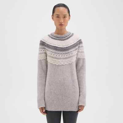 Shop Theory Fair Isle Sweater In Wool-blend In Lt Grey Mel Multi
