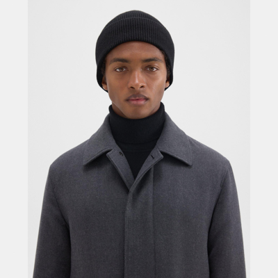 Shop Theory Camden Beanie In Ribbed Cashmere In Black