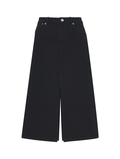 Shop Proenza Schouler White Label Women's Denim Midi Skirt In Black
