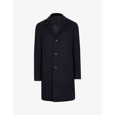 Reiss Gable Epsom Wool Blend Overcoat In Navy