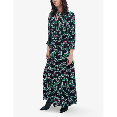 Shop Ikks Womens Black Floral-print Cut-out Woven Maxi Dress