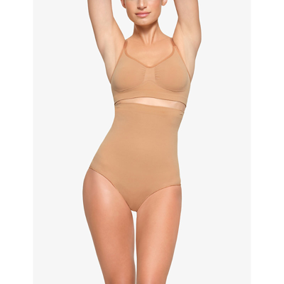 Skims Womens Ochre Core Control High-rise Stretch-woven Briefs In Ochre