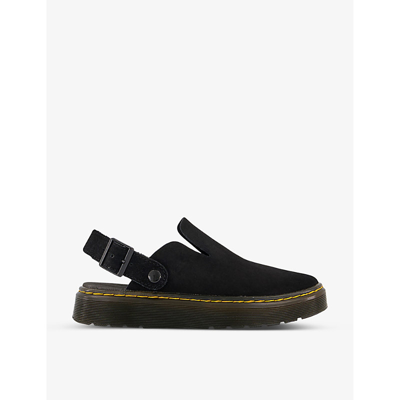 Shop Dr. Martens' Carlson Contrast-stitched Suede Mules In Black Suede