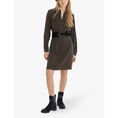 Shop Ikks Women's Lichen Jacquard-print Belted Woven Mini Dress