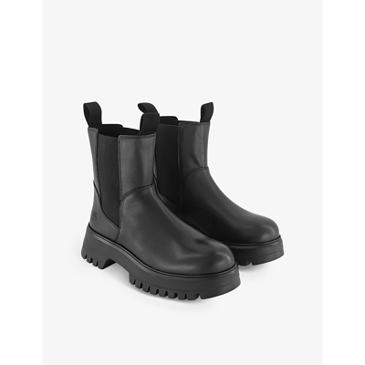Shop Timberland Women's Black Pull-tab Chunky-sole Leather Chelsea Boots