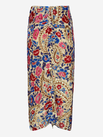 Shop Isabel Marant Synthetic Fibers Midi Skirt In Beige