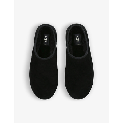 Shop Ugg Mens Black Classic Slip-on Suede And Shearling Slippers