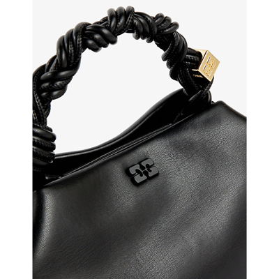 Shop Ganni Bou Recycled-leather Top-handle Bag In Black
