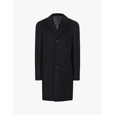 Shop Reiss Men's Black Gable Single-breasted Wool-blend Coat