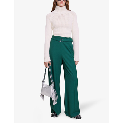 Maje Womens Verts Picalo High-rise Wide-leg Stretch-woven Trousers In Verts