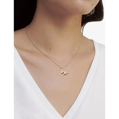 Monica Vinader Womens Sterling Silver W Letter-charm Recycled Sterling-silver Pendant Necklace In Sterling Silver