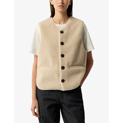 Soeur V-neck Faux-shearling Vest In Cream