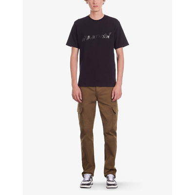 Shop The Kooples Men's Black Logo Text-print Cotton-jersey T-shirt