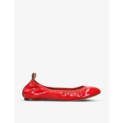Shop Lanvin Red Ballerina Leather Ballet Flats