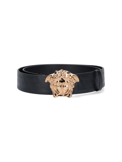 Shop Versace 'la Medusa' Belt In Black  