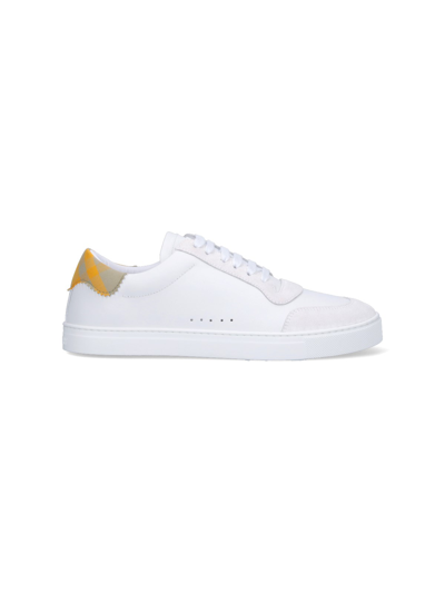 Shop Burberry 'check' Leather Sneakers In White