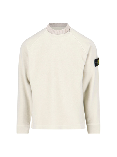 Shop Stone Island '60954' Crew Neck Sweater In Cream