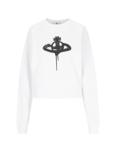 Shop Vivienne Westwood 'spray-orb' Crew Neck Sweatshirt In White