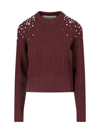 Shop Golden Goose Crystal Crop Sweater In Brown