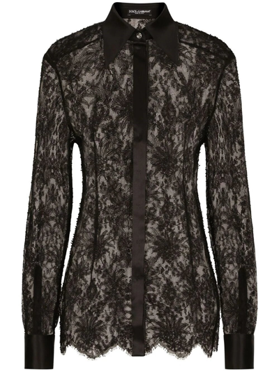 Shop Dolce & Gabbana Lace Shirt In Black  