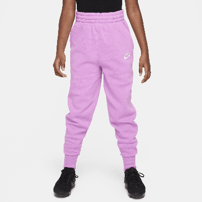 Shop Nike Sportswear Club Fleece Big Kids' (girls') High-waisted Fitted Pants In Purple