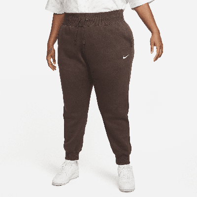 Shop Nike Women's  Sportswear Phoenix Fleece High-waisted Jogger Pants (plus Size) In Brown
