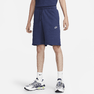 Nike Men's Club Fleece Brushed-back Graphic Shorts In Blue