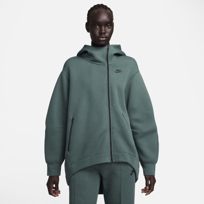Shop Nike Women's  Sportswear Tech Fleece Oversized Full-zip Hoodie Cape In Green