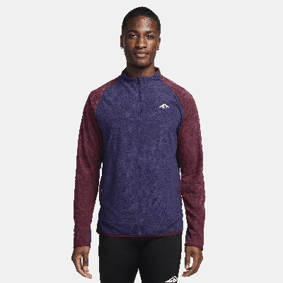 Shop Nike Men's Trail Dri-fit 1/2-zip Running Top In Purple