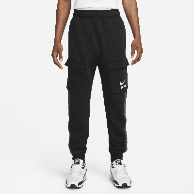 Shop Nike Men's Air Fleece Cargo Pants In Black