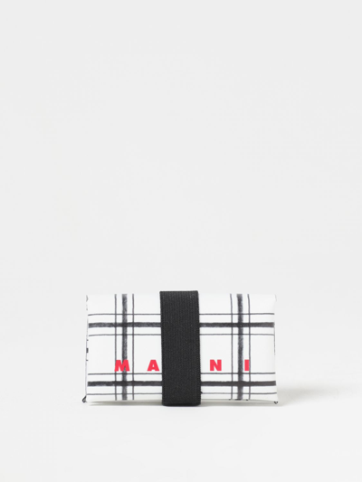Shop Marni Tribeca Wallet In Coated Fabric In White