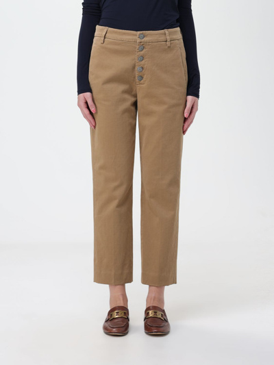 Shop Dondup Pants In Stretch Cotton In Brown