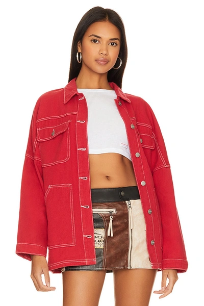 Superdown Davey Denim Jacket In Brick Red