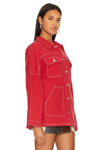 Superdown Davey Denim Jacket In Brick Red