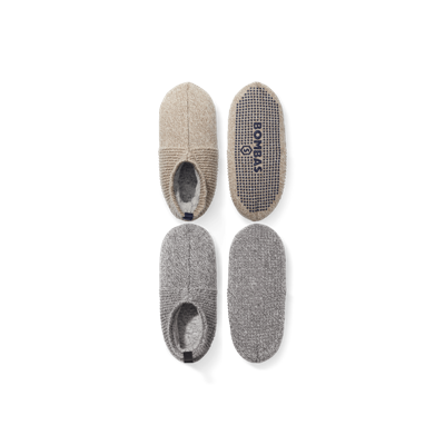 Shop Bombas Gripper Slipper In Taupe Grey Mix