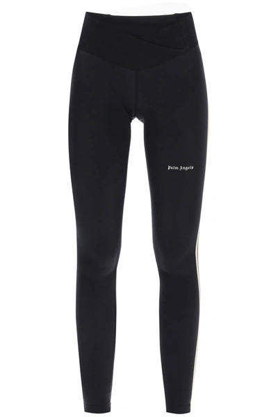 Shop Palm Angels Leggings With Contrasting Side Bands In Black White (black)