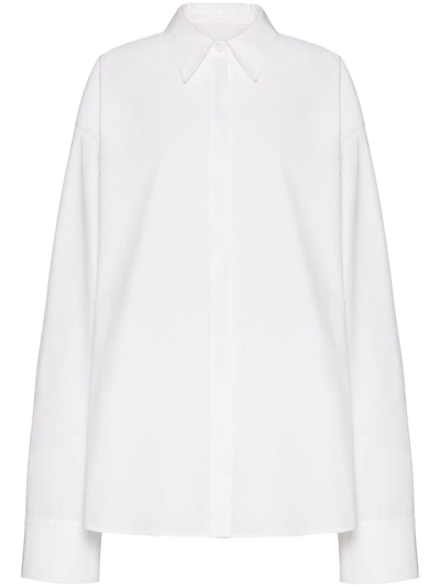 Shop Valentino Cotton Shirt In White