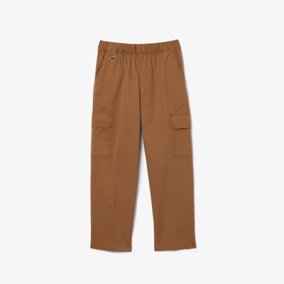 Shop Lacoste Kids' Lightweight Gabardine Cargo Pants - 8 Years In Brown