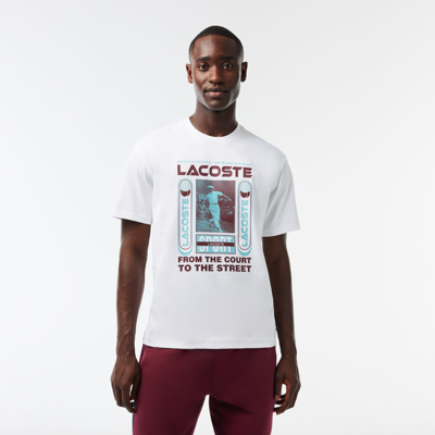Shop Lacoste Men's Relaxed Fit Renã©  Print T-shirt - L - 5 In White