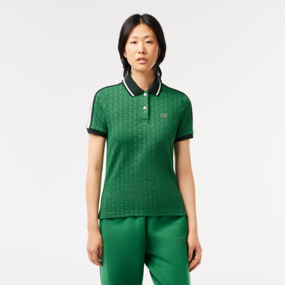 Shop Lacoste Women's Slim Fit Monogram Polo - 34 In Green