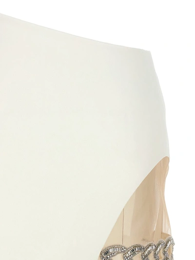 Shop David Koma '3d Crystal Chain Mini' Skirt In White