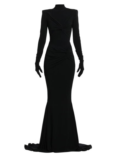 Shop Michael Costello Collection Women's Margot Gloved Sheath Gown In Black