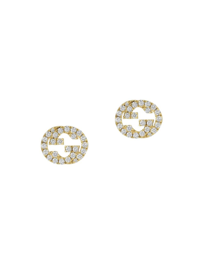 Shop Gucci Women's Interlocking G 18k Yellow Gold & 0.38 Tcw Diamonds Stud Earrings