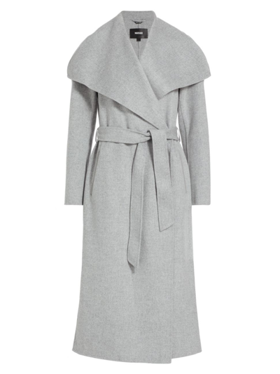 Shop Mackage Women's Belted Light Wool Coat In Grey Melange