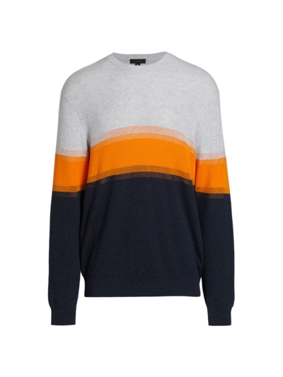 Shop Saks Fifth Avenue Men's Slim-fit Colorblocked Crewneck Sweater In Navy