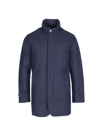 Shop Norwegian Wool Men's French Stretch Hooded Slim Carcoat In French Blue